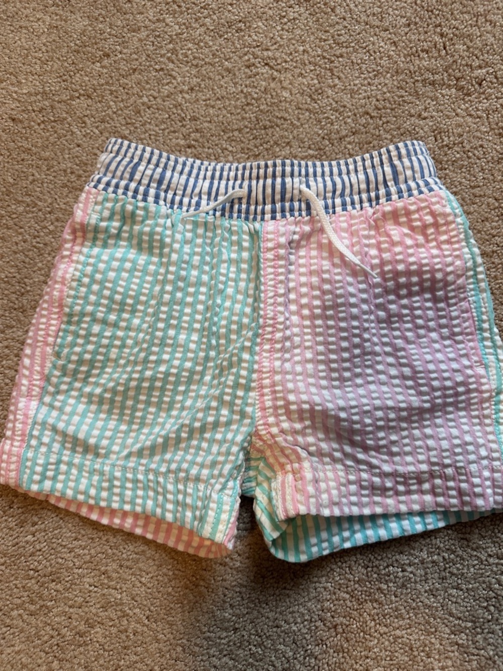 Crewcuts Pastel Stripe Swim Shorts - Blue, Pink, Mint